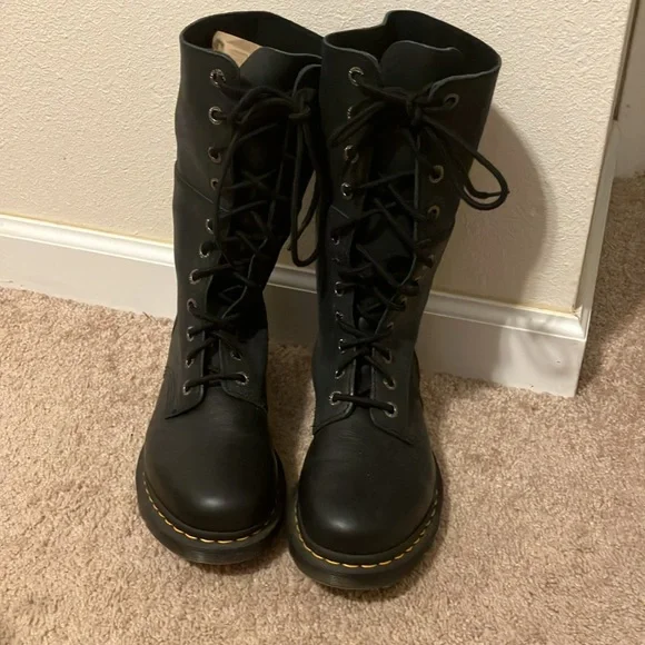 Dr. Martens Hazil Black Combat Boots - Picture 2 of 7